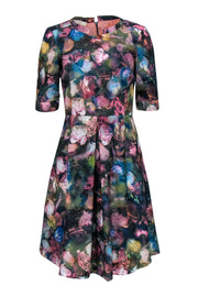 Current Boutique-Paul Smith - Muted Floral A-Line Dress w/ Cropped Sleeves Sz 6