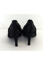 Current Boutique-Pedro Garcia - Black Satin Sequin Heels Sz 6