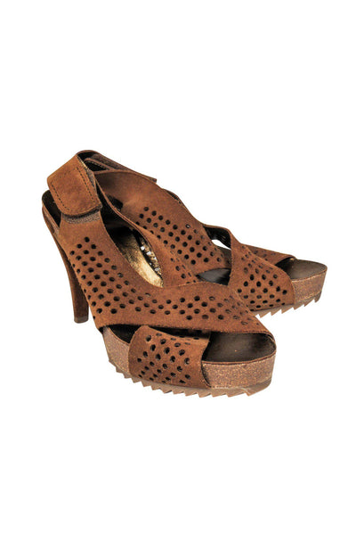 Current Boutique-Pedro Garcia - Brown Heels w/ Circle Cutouts Sz 7.5