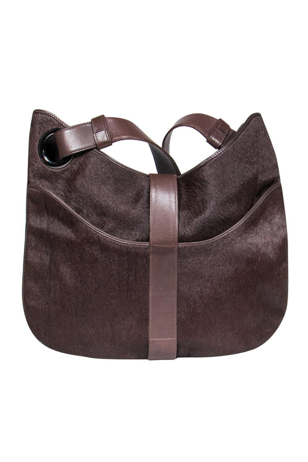 Current Boutique-Perrin - Brown Horsehair Large Shoulder Tote