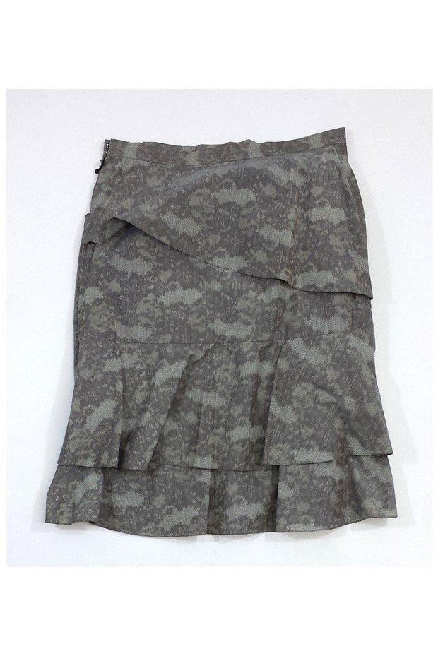 Current Boutique-Peter Som - Grey & Taupe Twisted Ruffle Skirt Sz 8