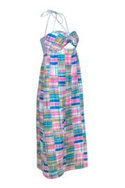 Current Boutique-Petersyn - Multicolor Plaid Patchwork Halter Cotton Maxi Dress Sz XS