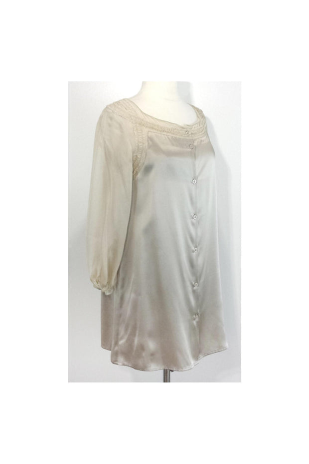 Current Boutique-Philosophy di Alberta Ferretti - Champagne Silk Button-Up Blouse Sz 8