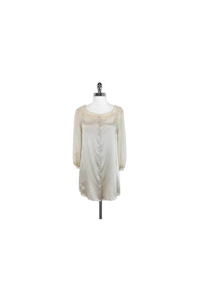 Current Boutique-Philosophy di Alberta Ferretti - Champagne Silk Button-Up Blouse Sz 8