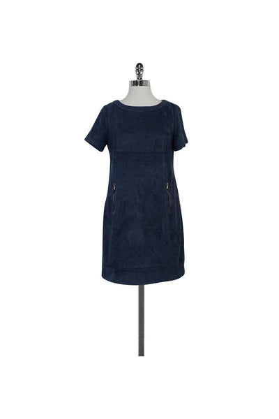 Current Boutique-Phoebe Couture - Blue Faux Suede Dress Sz 8