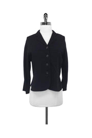 Current Boutique-Piazza Sempione - Black Wool & Silk Blend Lightweight Blazer Sz 8