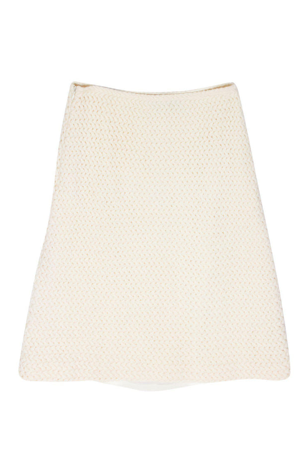 Current Boutique-Piazza Sempione - Cream Woven Knit Wool Skirt Sz 8