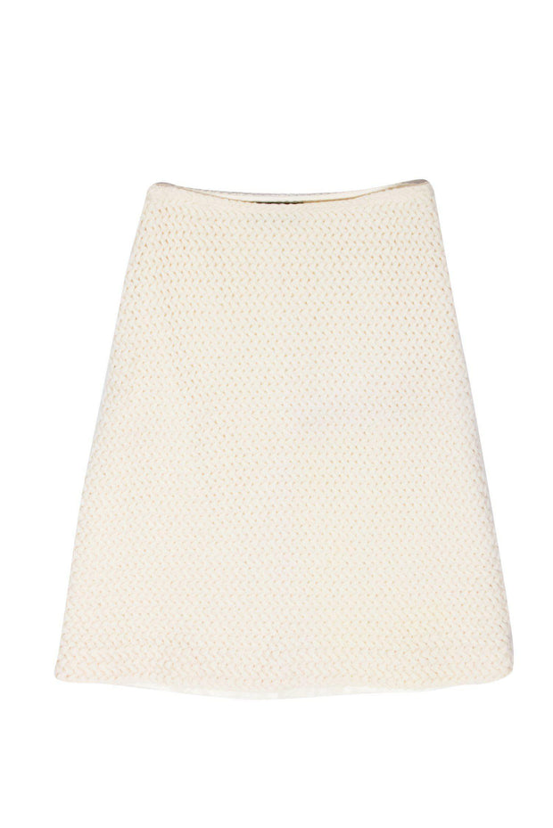 Current Boutique-Piazza Sempione - Cream Woven Knit Wool Skirt Sz 8