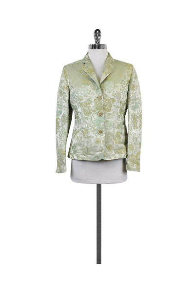 Current Boutique-Piazza Sempione - Green Baroque Print Cotton Blend Blazer Sz 6