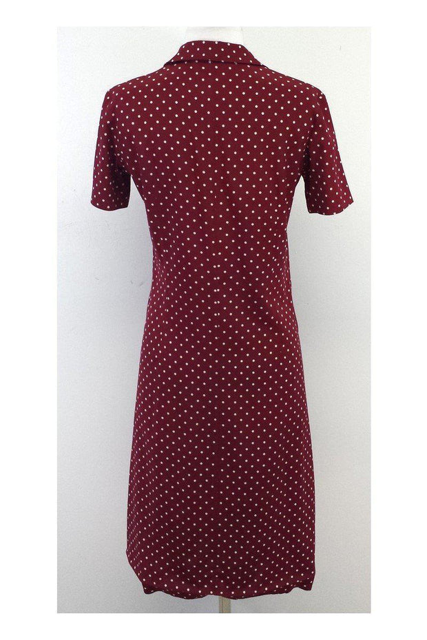 Current Boutique-Piazza Sempione - Maroon & Ivory Polka Dot Shirt Dress Sz 4