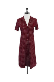 Current Boutique-Piazza Sempione - Maroon & Ivory Polka Dot Shirt Dress Sz 4