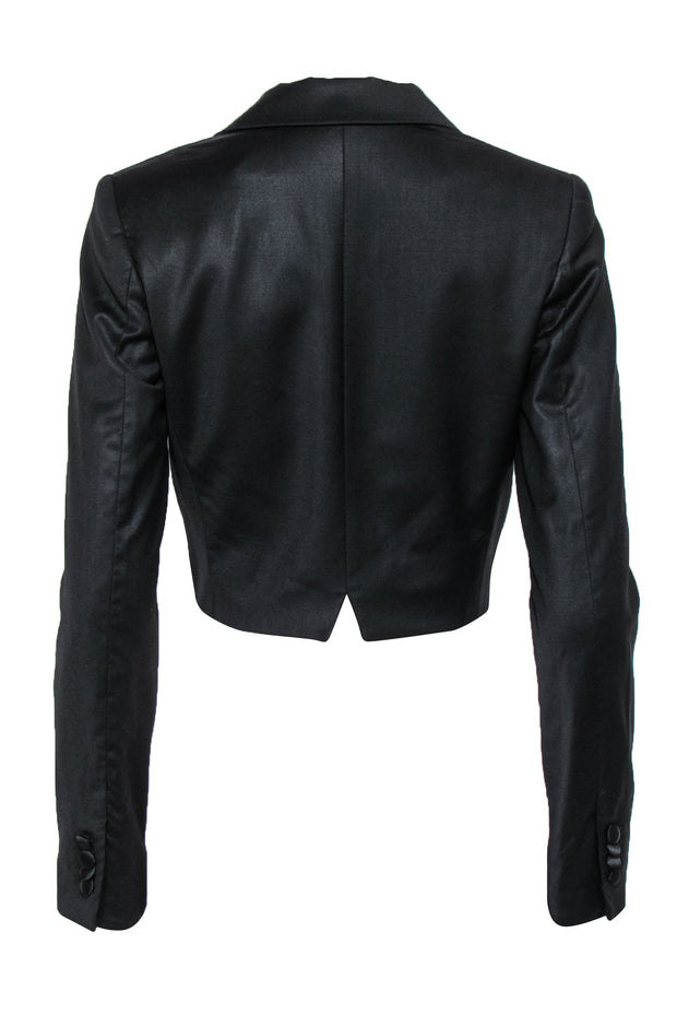 Current Boutique-Pierre Balmain - Black Peak Lapel Cropped Blazer Sz 0