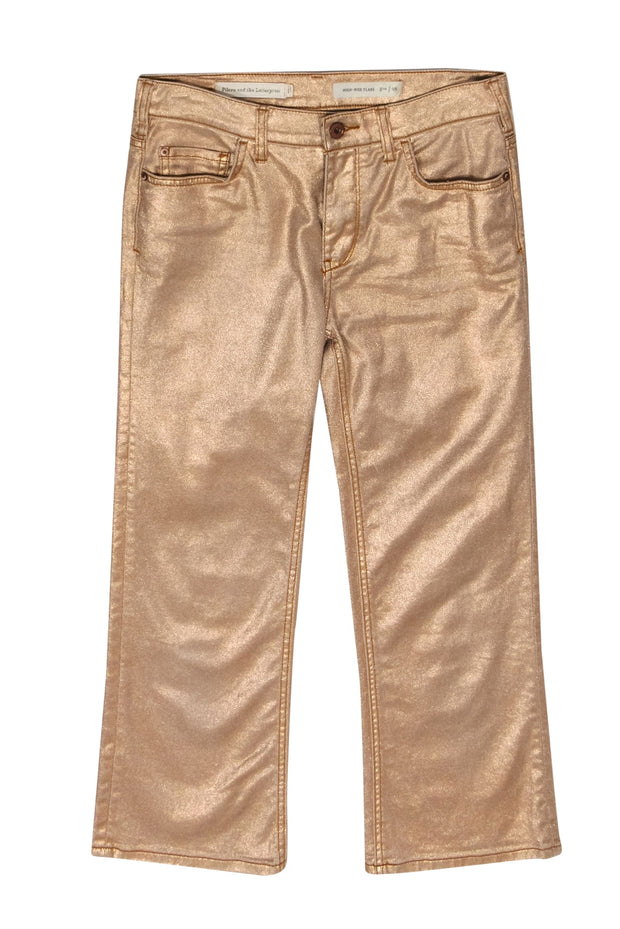 Current Boutique-Pilcro and the Letterpress by Anthropologie - Rose Gold Shimmer High-Rise Flare Jeans Sz 26