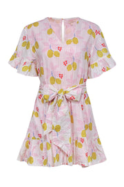 Current Boutique-Pink Chicken - Pink & Fruit Print Cotton Dress w/ Belt Sz XS