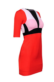 Current Boutique-Pinko - Orange, Pink & Black Colorblocked Cocktail Dress Sz 2