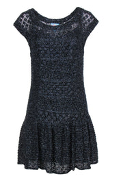 Current Boutique-Plenty by Tracy Reese - Black Metallic Knit Drop Waist Dress Sz M