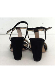 Current Boutique-Plenty by Tracy Reese - Black Print Suede Sandal Heels Sz 9.5