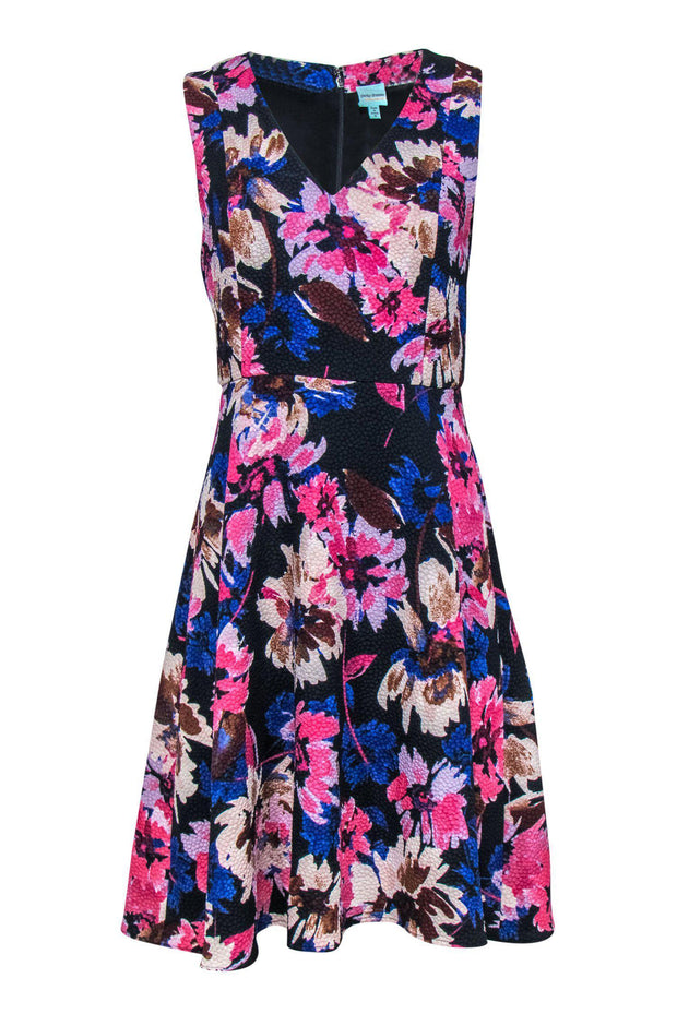 Current Boutique-Plenty by Tracy Reese - Blue & Pink Textured Floral Dress Sz 6