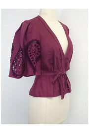 Current Boutique-Plenty by Tracy Reese - Maroon Linen Top Sz 4