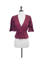 Current Boutique-Plenty by Tracy Reese - Maroon Linen Top Sz 4