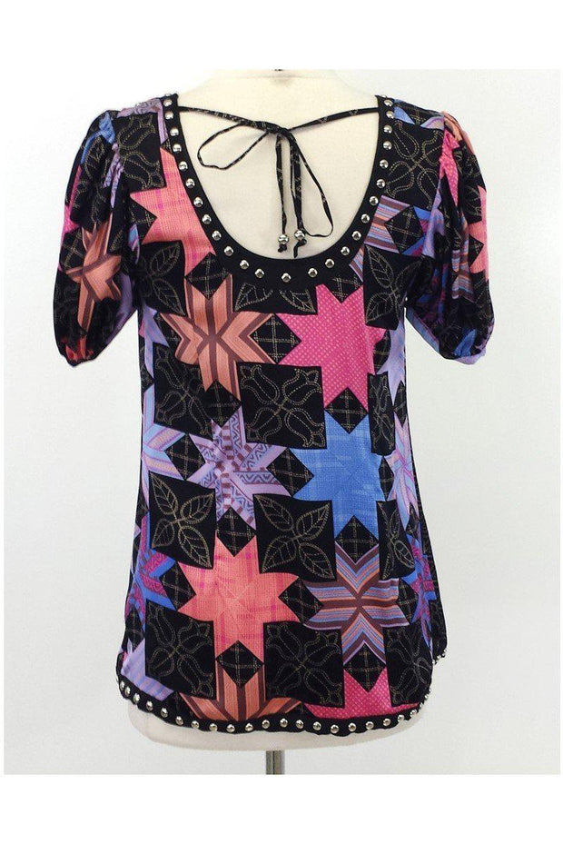 Current Boutique-Plenty by Tracy Reese - Print Blouse w/ Stud Detail Sz S