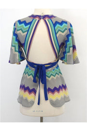 Current Boutique-Plenty by Tracy Reese - Zig Zag Print Silk Top w/ Cutout Back Sz 2