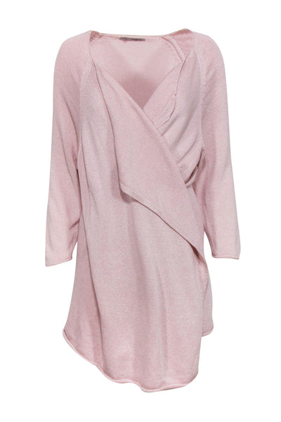 Current Boutique-Ports 1961 - Blush Pink Knit Wrap Cardigan w/ Waist Tie Sz L