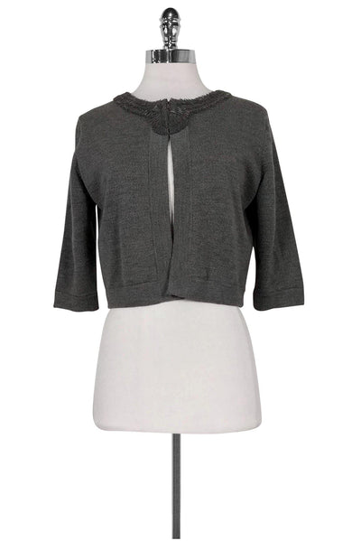 Current Boutique-Ports 1961 - Grey Wool Cropped Cardigan Sz M