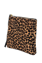 Current Boutique-Posse - Tan Leopard Print Calf Hair Clutch