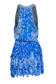 Current Boutique-Poupette St Barth - Blue & White Floral & Butterfly Print Drop Waist Dress Sz S