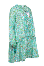 Current Boutique-Poupette St Barth - Green & Abstract Floral Print Drop Waist Dress Sz L