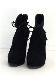 Current Boutique-Pour La Victoire - Black Suede Platform Ankle Booties Sz 8.5