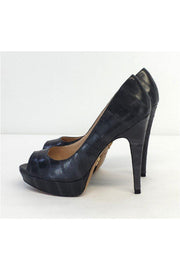 Current Boutique-Pour La Victoire - Gray Peep Toe Leather Platform Pumps Sz 10