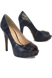 Current Boutique-Pour La Victoire - Gray Peep Toe Leather Platform Pumps Sz 10