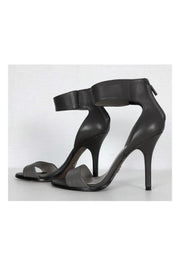 Current Boutique-Pour La Victoire - Grey Embossed Ankle Strap Pumps Sz 8.5