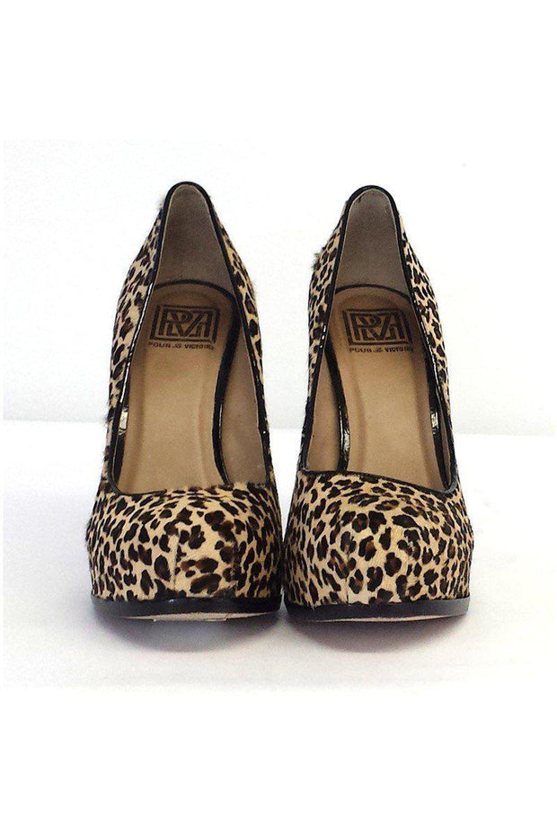 Current Boutique-Pour La Victoire - Ivette Leopard Print Pony Hair Platform Pumps Sz 8