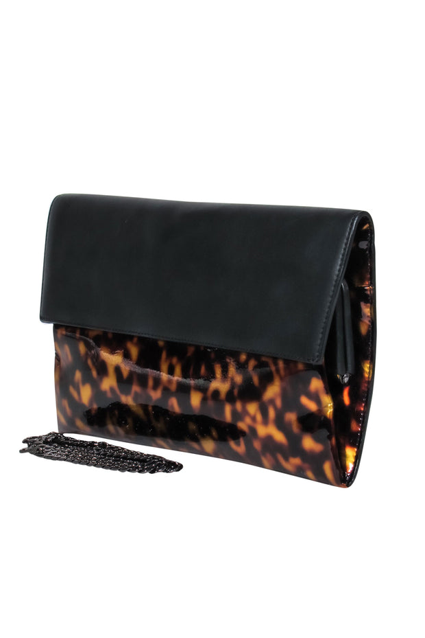 Current Boutique-Pour La Victoire - Leather & Tortoise Shell Print Envelope Purse