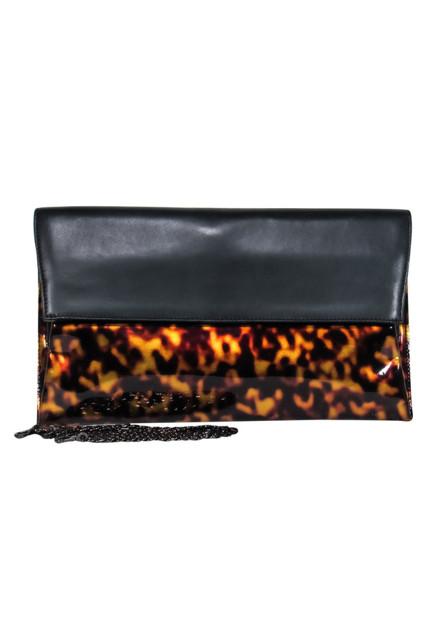 Current Boutique-Pour La Victoire - Leather & Tortoise Shell Print Envelope Purse