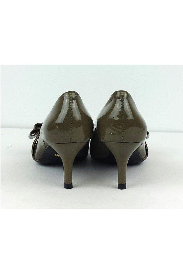 Current Boutique-Pour La Victoire - Taupe Patent Leather Bow Pumps Sz 6