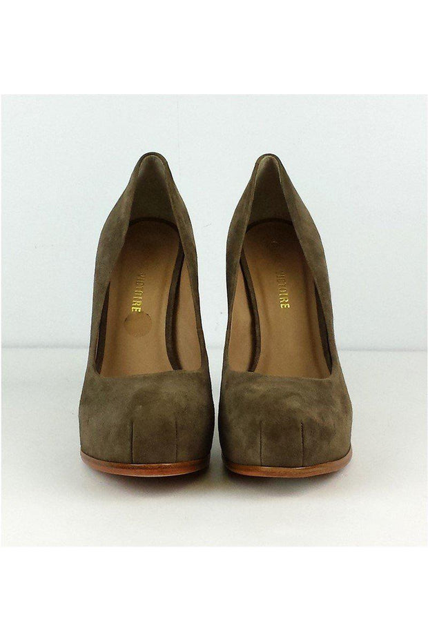 Current Boutique-Pour La Victoire - Taupe Suede Platform Heels Sz 8.5