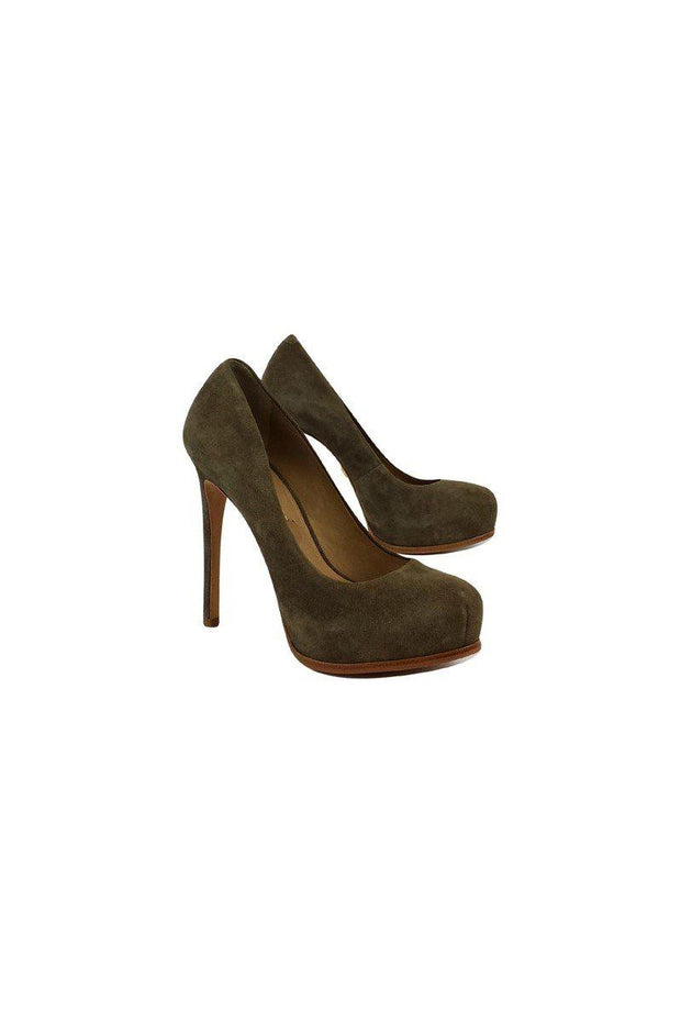 Current Boutique-Pour La Victoire - Taupe Suede Platform Heels Sz 8.5