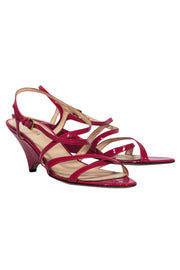 Current Boutique-Prada - Berry Strappy Chunky Heel Pumps Sz 10