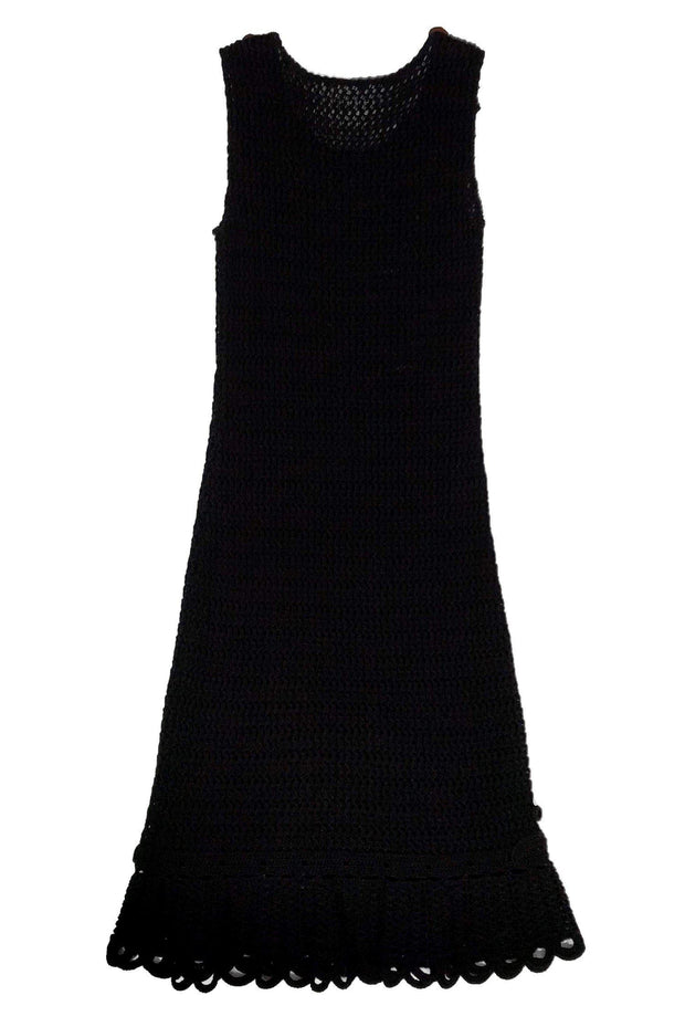 Current Boutique-Prada - Black Crochet Dress w/ Embellished Neckline Sz 8