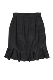 Current Boutique-Prada - Black Flounce Wool & Silk Skirt Sz 8