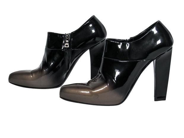 Current Boutique-Prada - Black & Gold Ombre Patent Leather Booties Sz 8.5