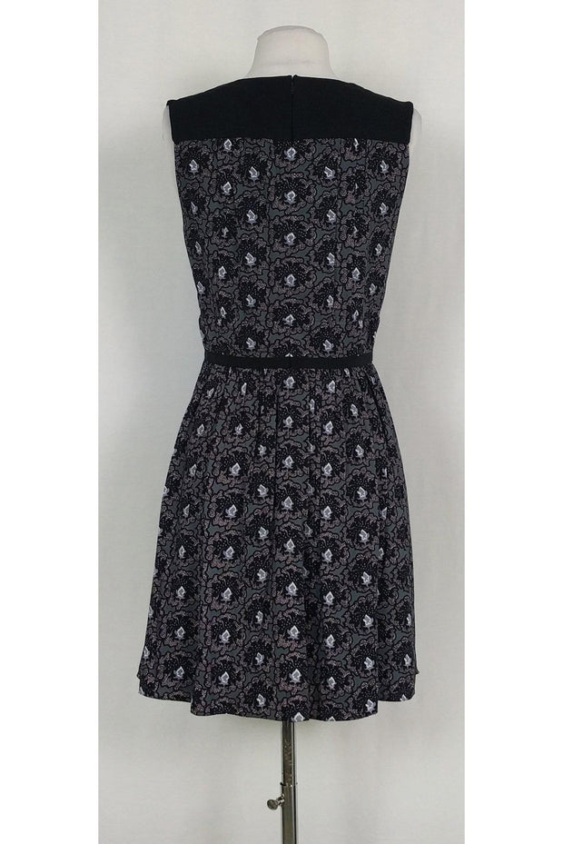 Current Boutique-Prada - Black, Grey & Lavender Floral Dress Sz 2