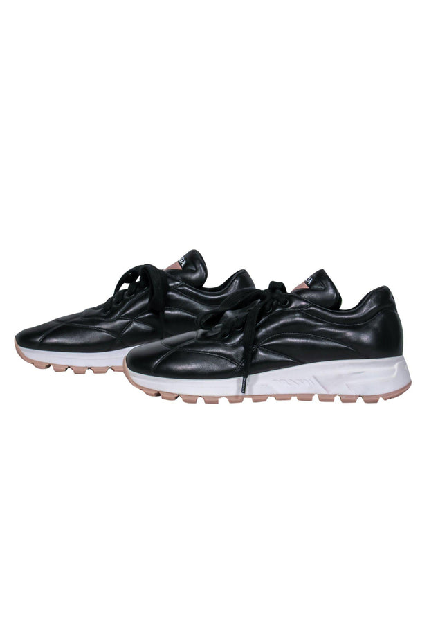 Current Boutique-Prada - Black Leather Chunky Track Sneakers Sz 9.5