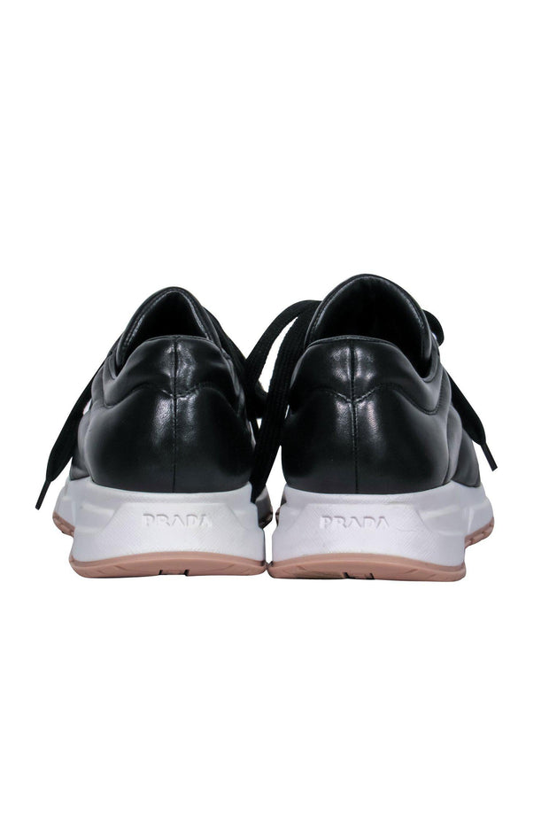 Current Boutique-Prada - Black Leather Chunky Track Sneakers Sz 9.5