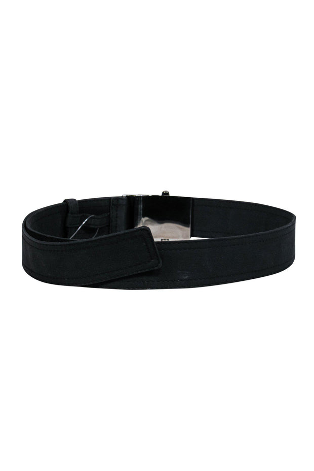 Current Boutique-Prada - Black Nylon Belt w/ Engraved Square Buckle