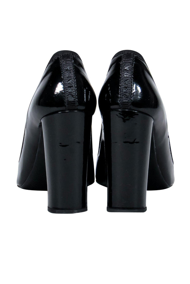 Current Boutique-Prada - Black Patent Leather Block Heel Pumps Sz 7.5